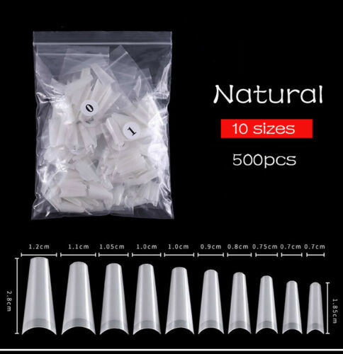 500/1000Pcs Acrylic Nail Manicure Decor Half Cover C Curve Nail Art False Tips