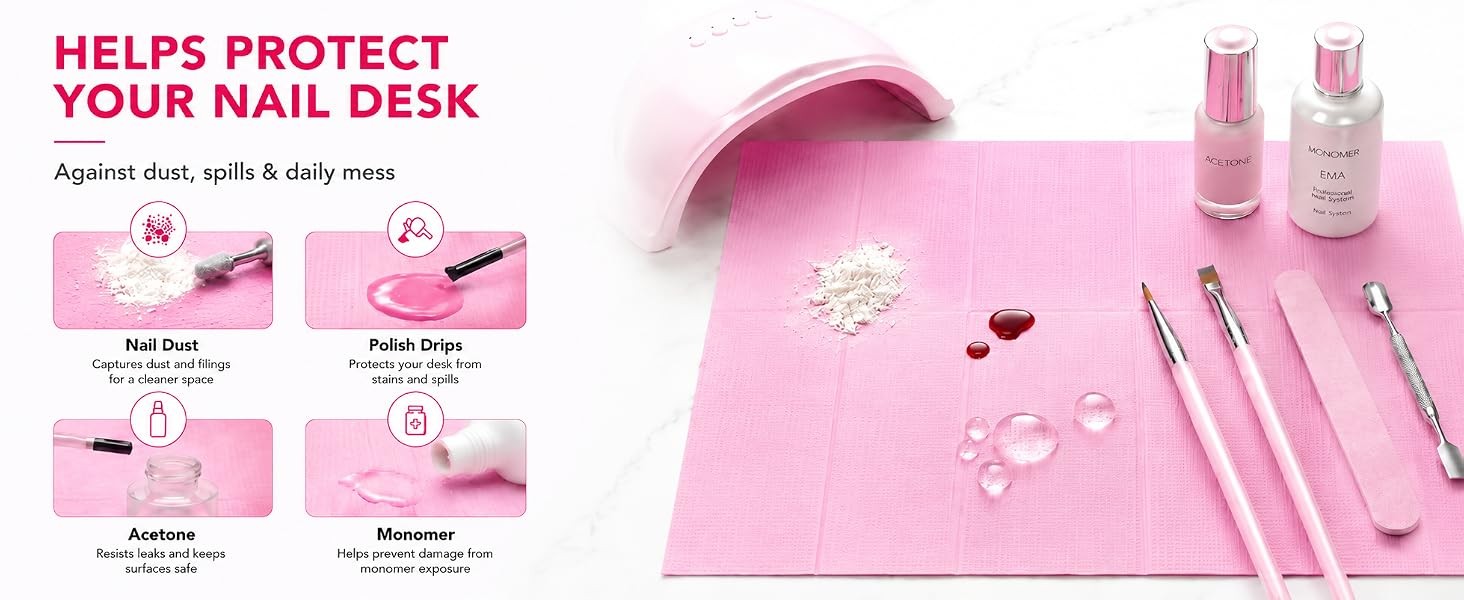 Disposable Nail Mats: 20 Pcs Foldable Nail Paper Towels for Table Acrylic