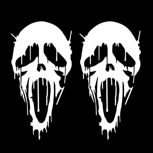 2pcs Ghost Horror Stickers, 3.74″x7.09″, Suitable for Car Windows, White