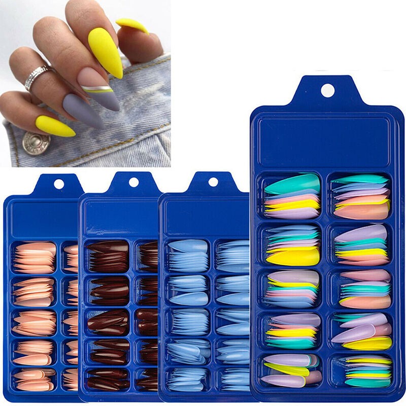 240/100X Long/Short Ballerina False NailTips Acrylic Coffin Full Cover FakeNail✔
