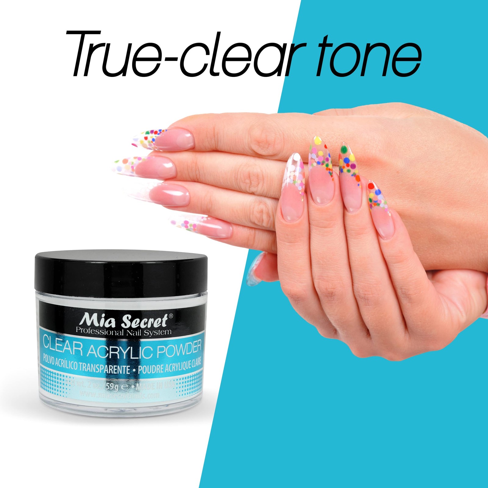 Mia Secret Clear Acrylic Powder 1 Ounce USA Made Salon Quality Nail Powder