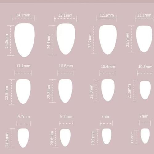 Blue White Totem Press on Nails French Tip Fake Nails Short Almond style20