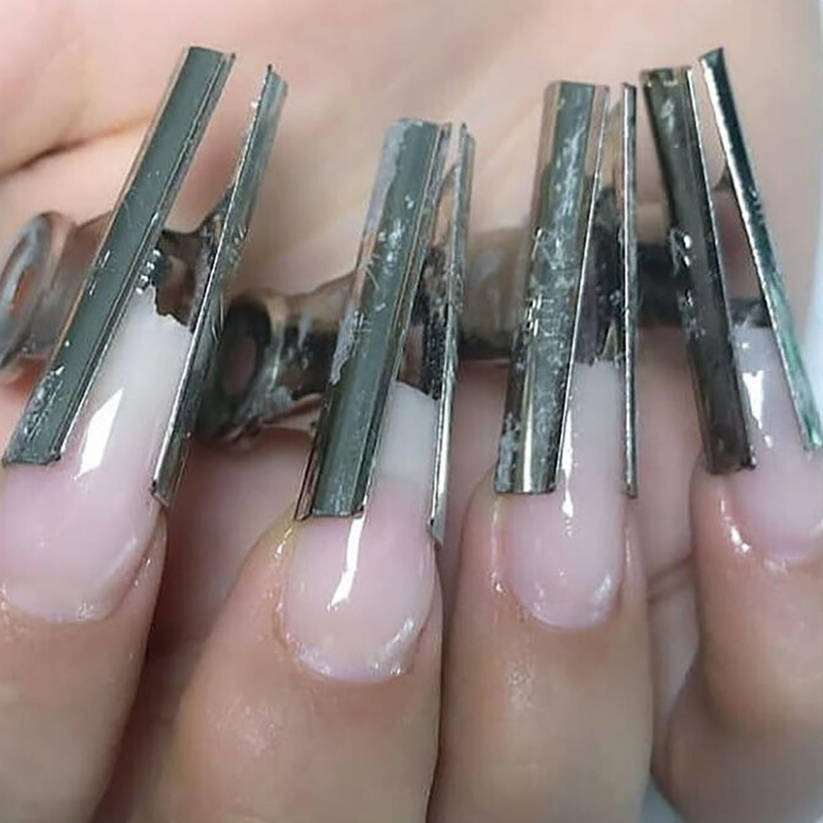 5Pcs New Stainless Steel C Curve Nail Pinching Clips Acrylic Nail Pincher Tool