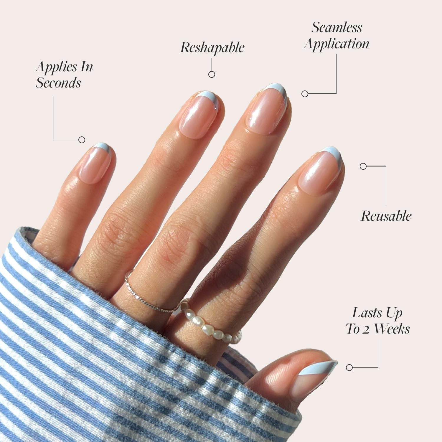 Press On Nails – Short Oval, Glazed Fake Nails 30 Pc Full Kit | Periwinkle press