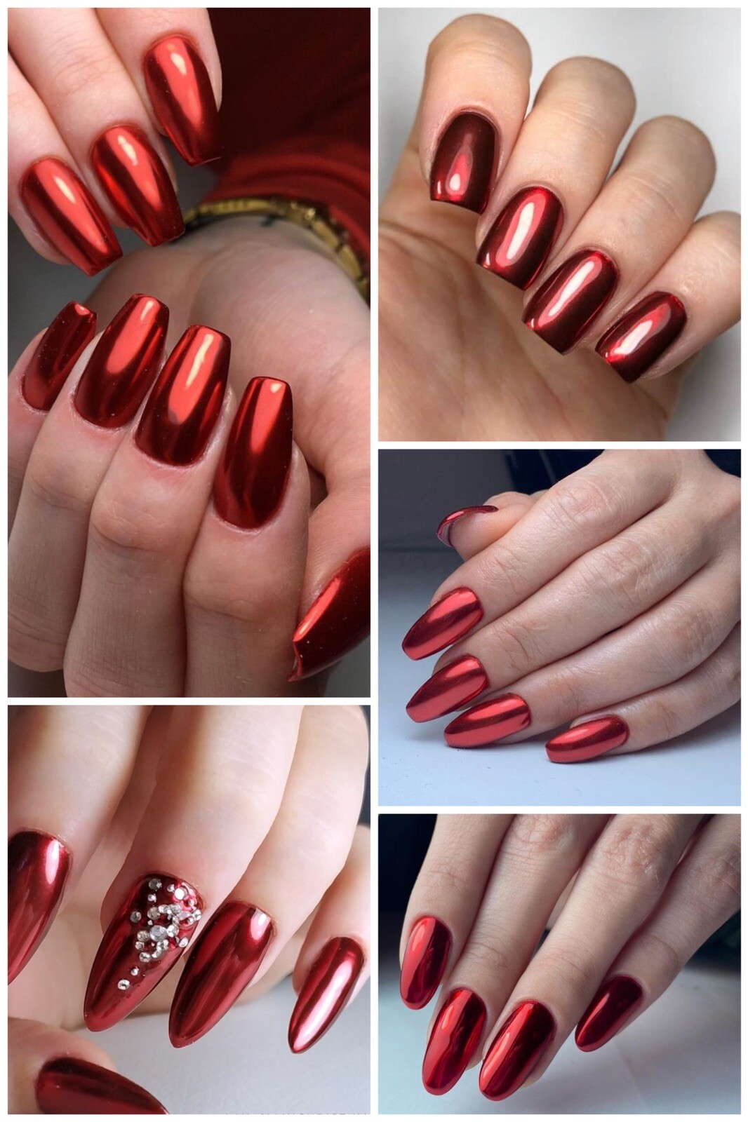 Red Mirror Nail Powder Chrome Nails Platinum Pigment Shining Manicure Shimmer UK