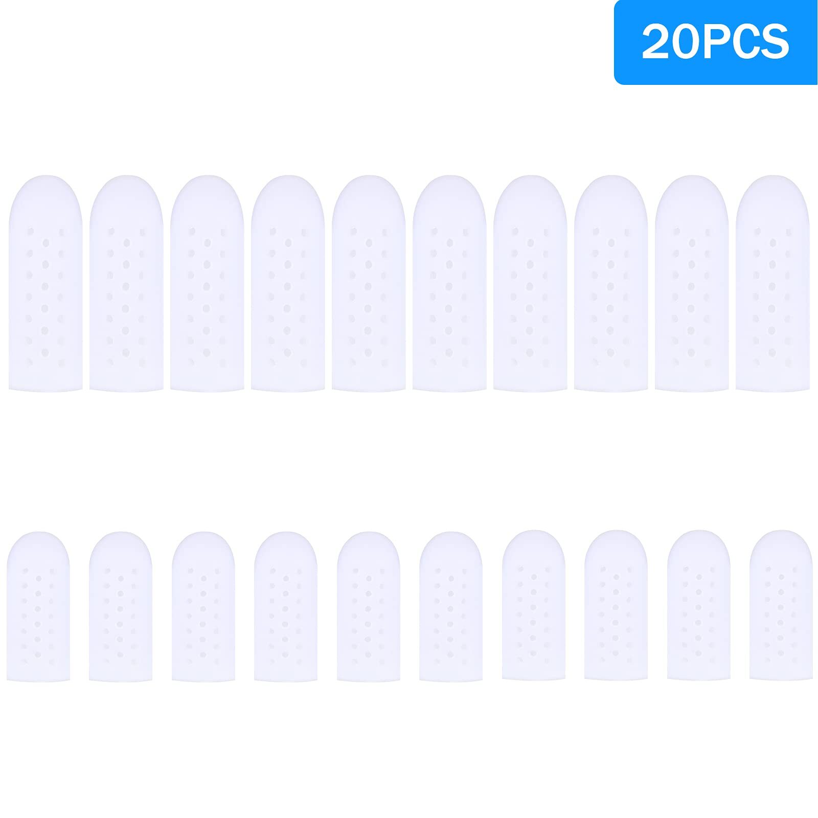 20 protectores de dedos de silicona transpirables con agujeros