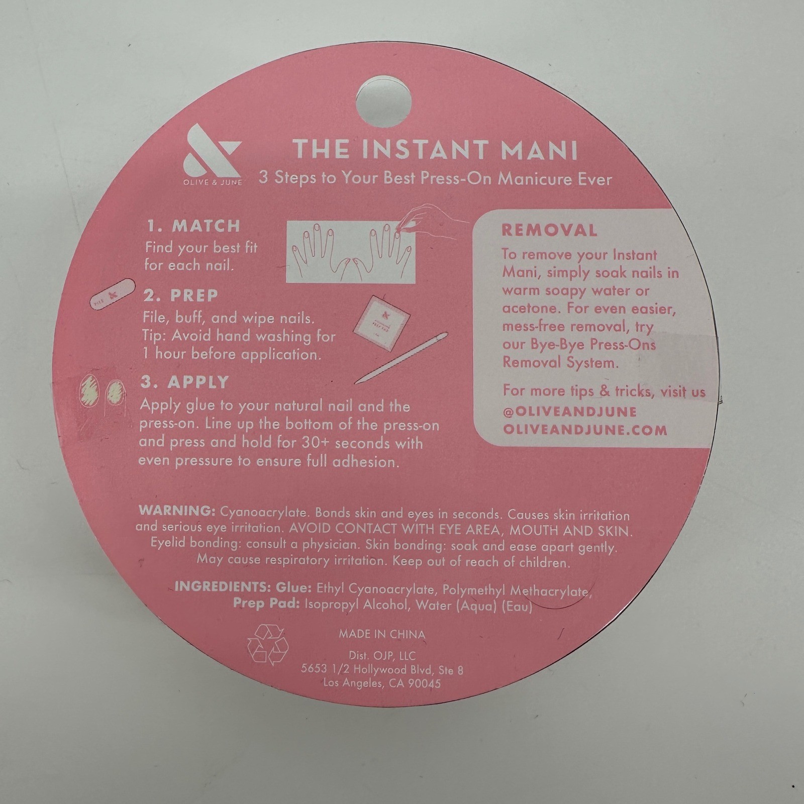 Olive & June The Instant Mani Press-On Nails Obsessed Dark Ruby Red Medium 42ct