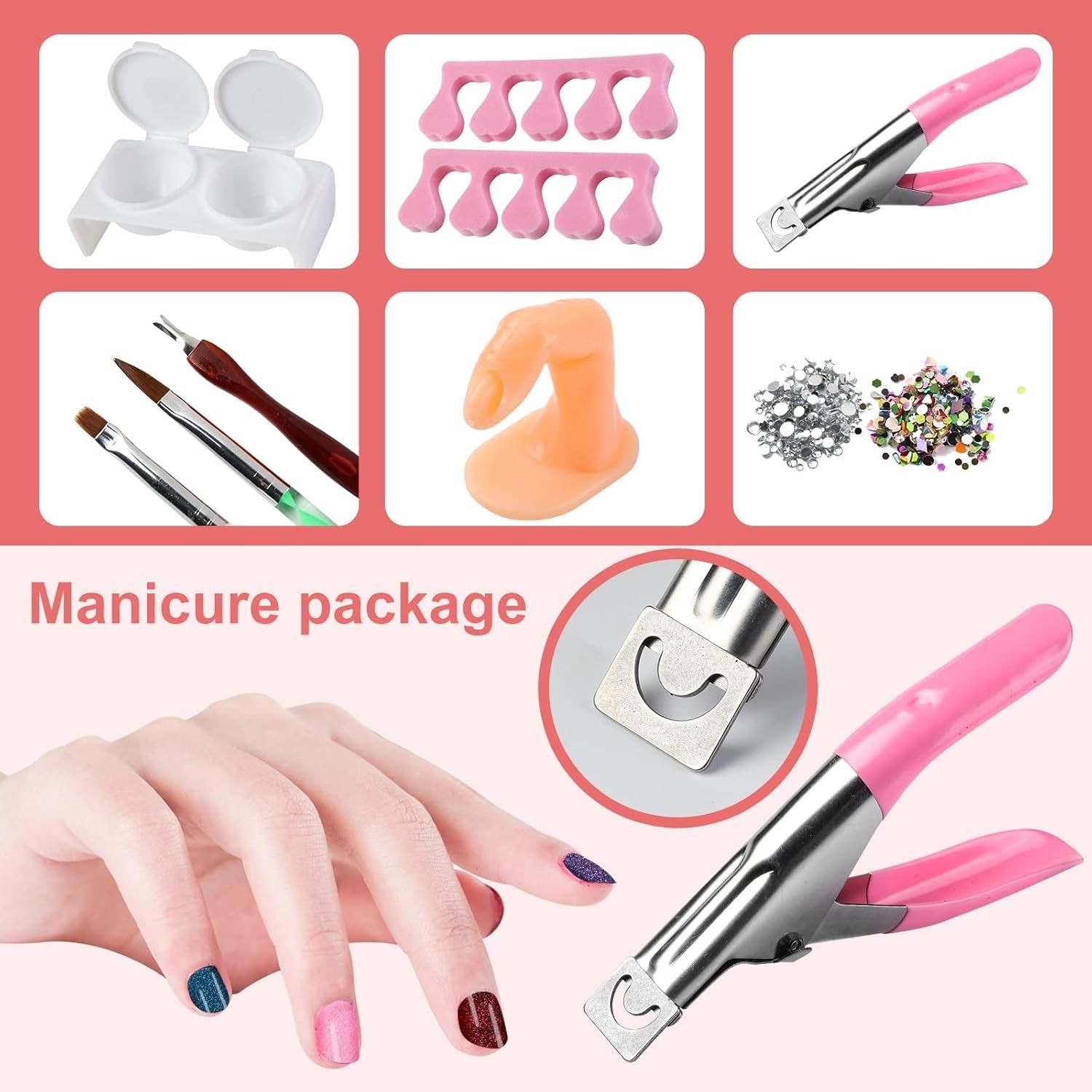 Ultimate Nail Art Set: 12 Glitter Acrylic Powders with Brush & Clipper Included