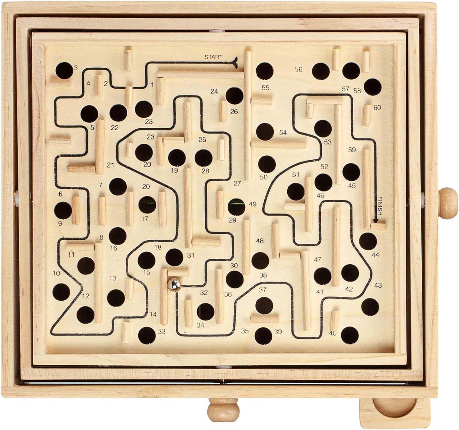 STERLING Games Large Wooden Labyrinth 13.5″ x 13″ Marble Ball Tilt Maze Wood…