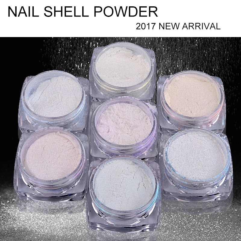 CERAMIC Nails Mirror SHELL Powder Shiny PEARL White Chrome Nail Pigment Colours