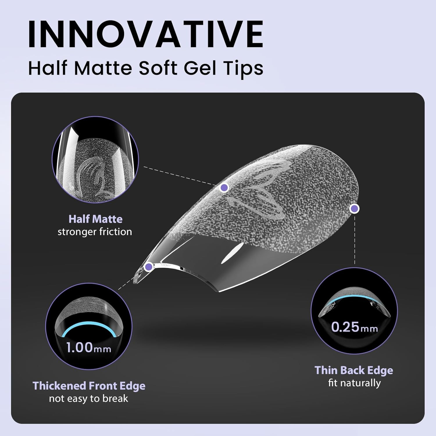 Half Matte Clear Soft Gel Nail Tips, Extra Short Almond, 320 Pcs |