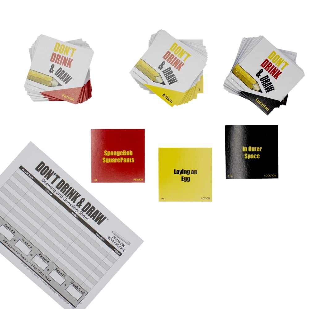 University Games, Don’t Drink and Draw Game, Drawing Game of 5x2x8, White