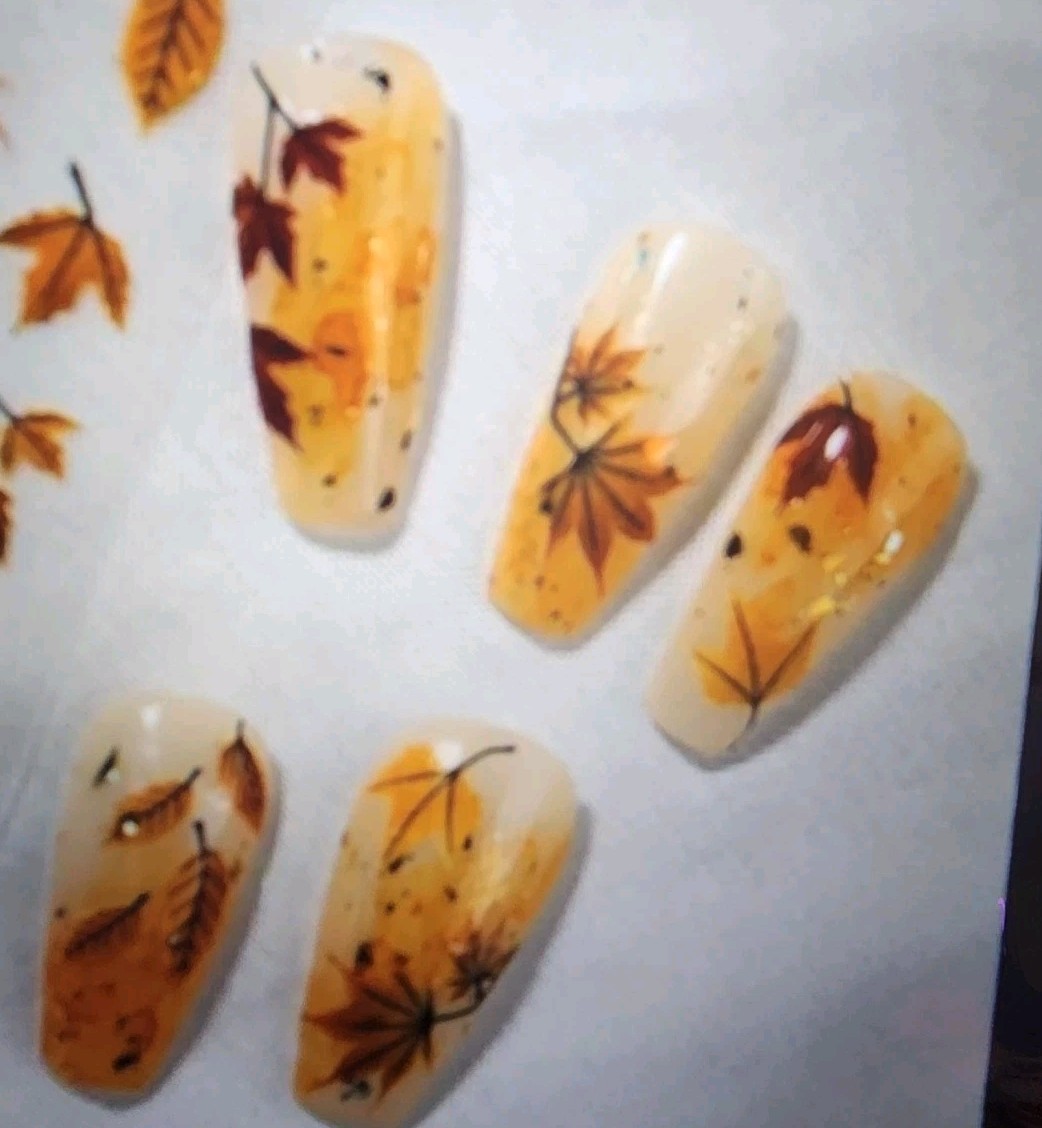 Shell Light Aurora Maple Leaf Nail Art Stickers, with a Variety of Fiery Colors