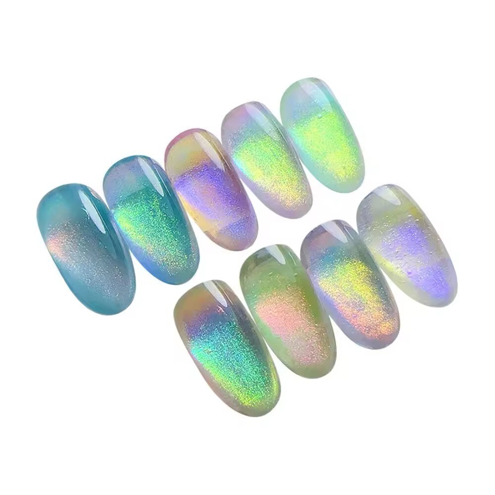 Aurora Chrome Nail Powder Colours Unicorn Rainbow Mirror Mermaid Shiny Nails