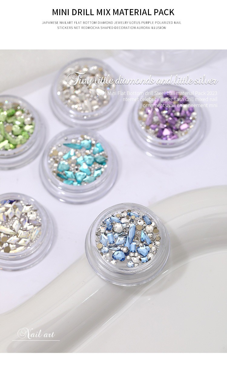 Mini Colorful Rhinestones Nail Art Charm, Multi Shape Flat Back Nail Gem