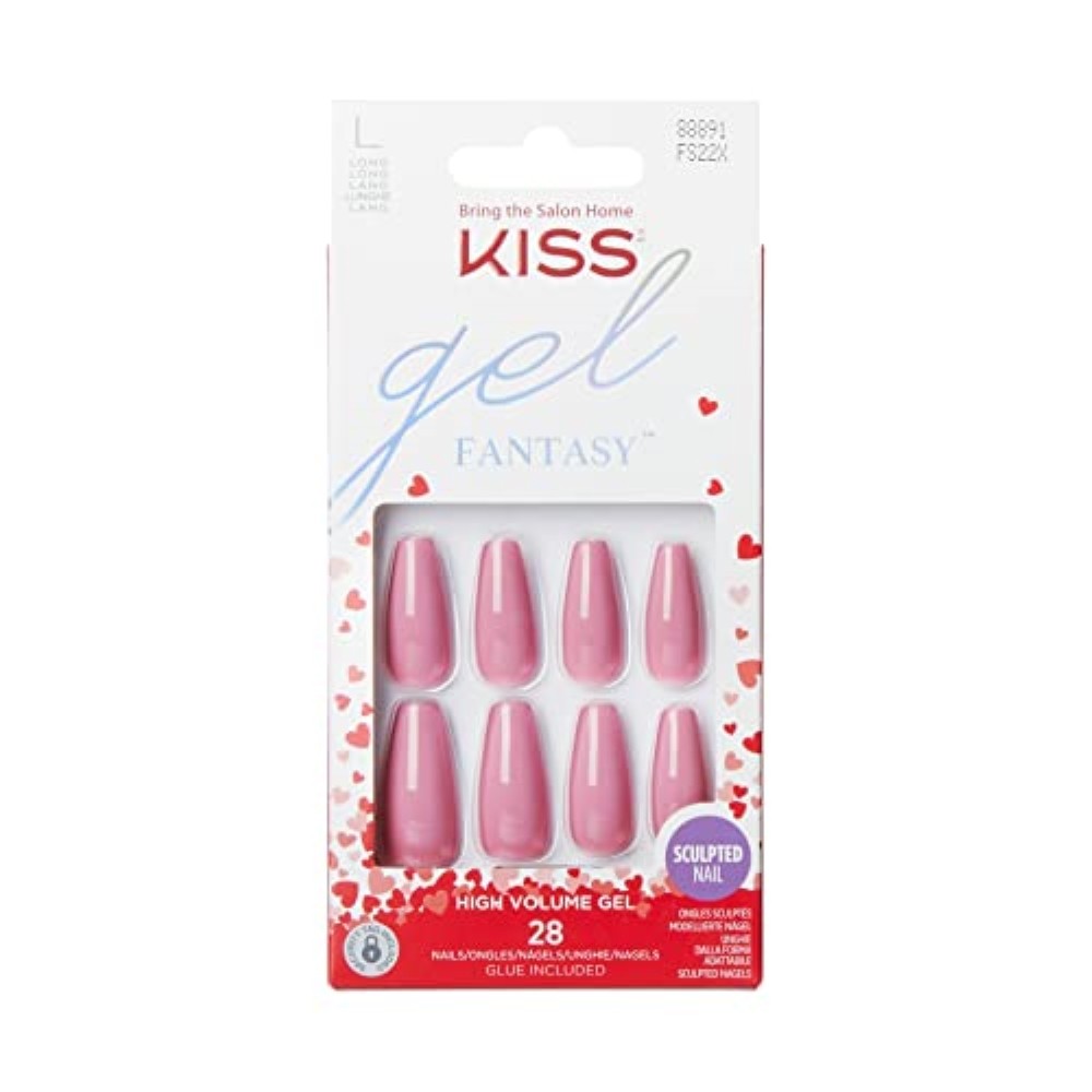 KISS Gel Fantasy Valentine’s Day Sculpted Nails, ‘Flower Bouquet’, 28 Ct, FS22X