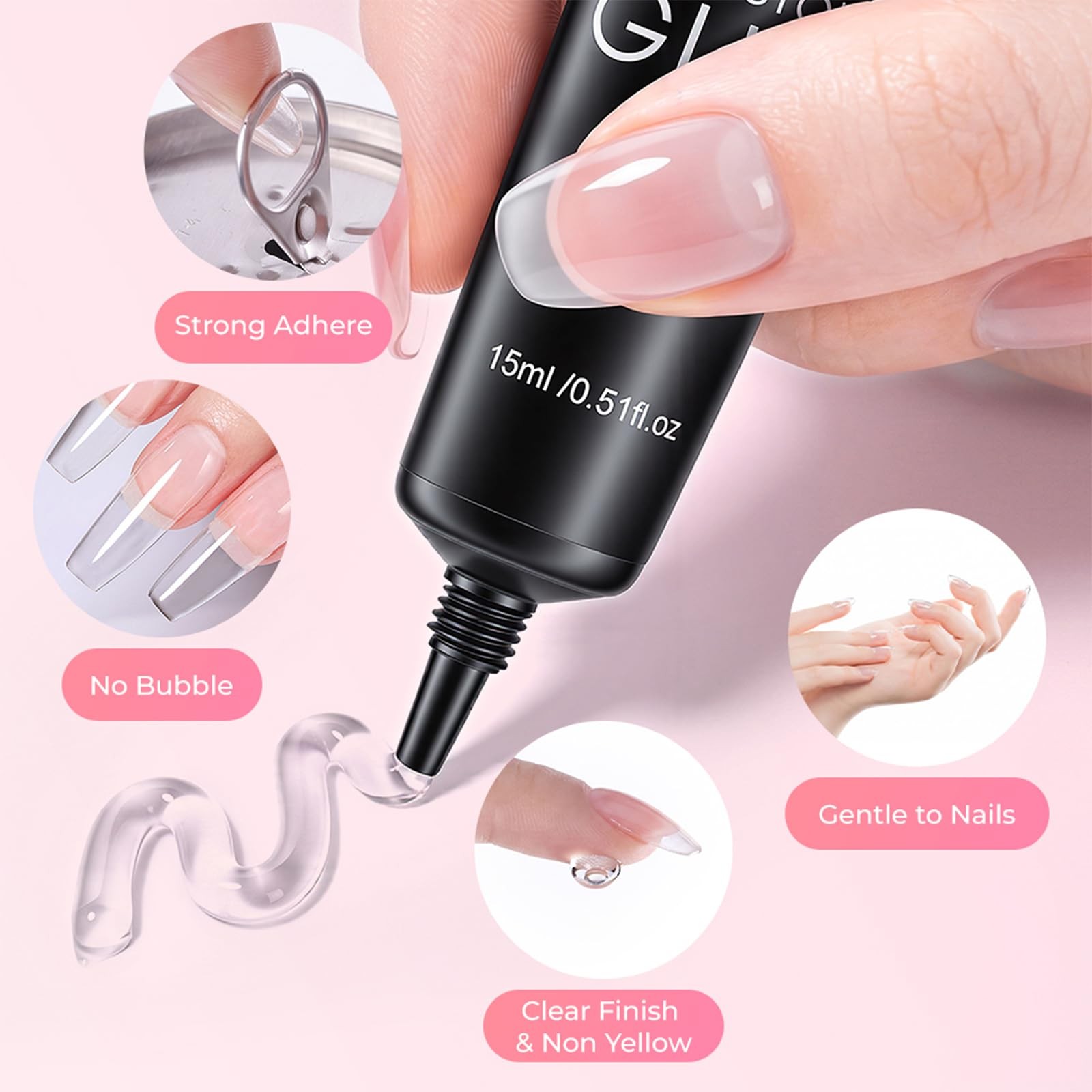 Nail Glue for Press-On Nails, Super Strong Adhesive for Nails Tips, Fake Nail…