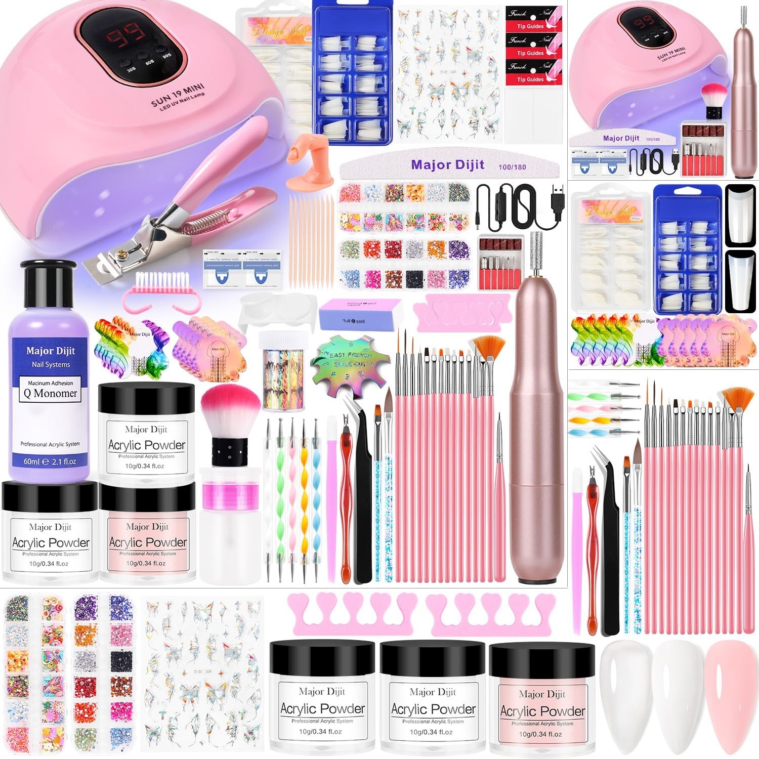Paquete De Uñas Acrilicas Kit Profesional De Esmalte Para Pinceles Set Rutilar