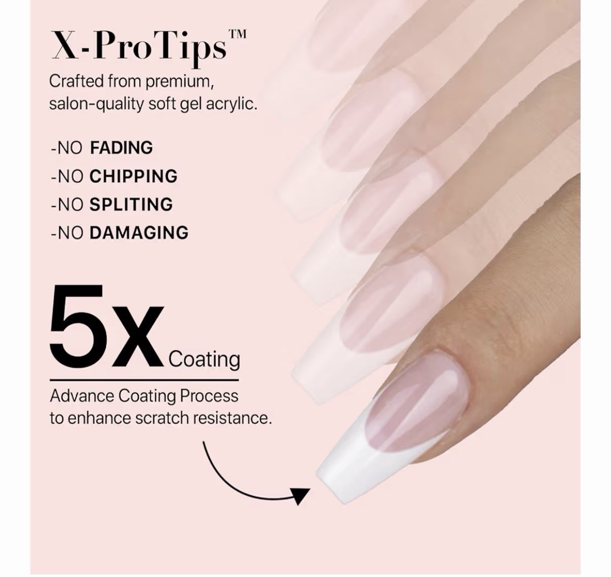 Pink French Tip Press-On Nails Starter Kit – Medium Square X-Pro Tips