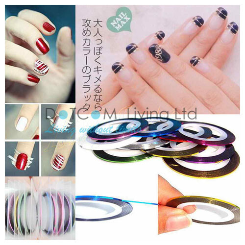 12 COLOR NAIL STICKER ROLLS STRIPING TAPE LINE NAIL ART UV GEL TIP NAIL DIY KIT