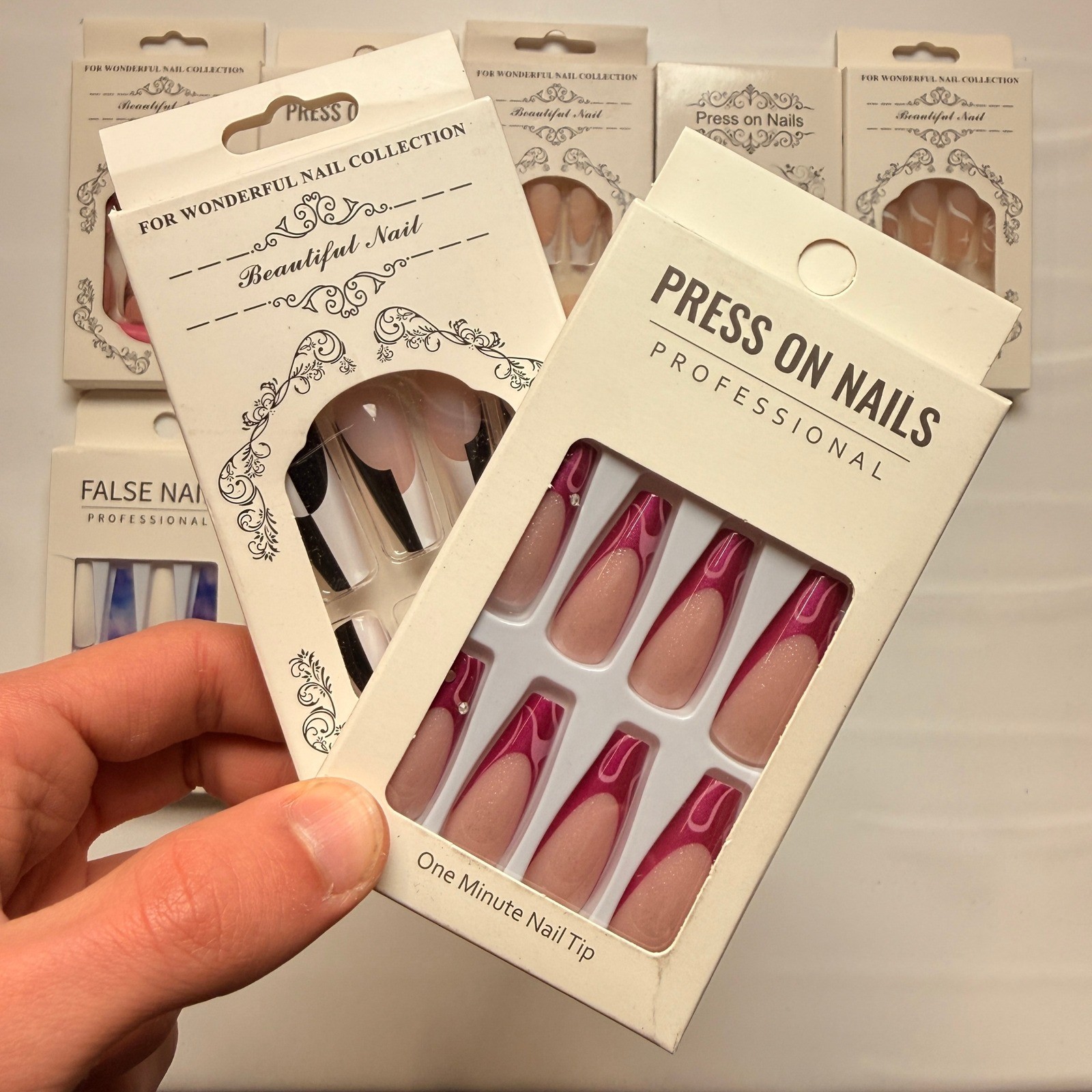 Lot of 10 Pack of 24 New False Press On Nails Assorted Designs and Colors №N36