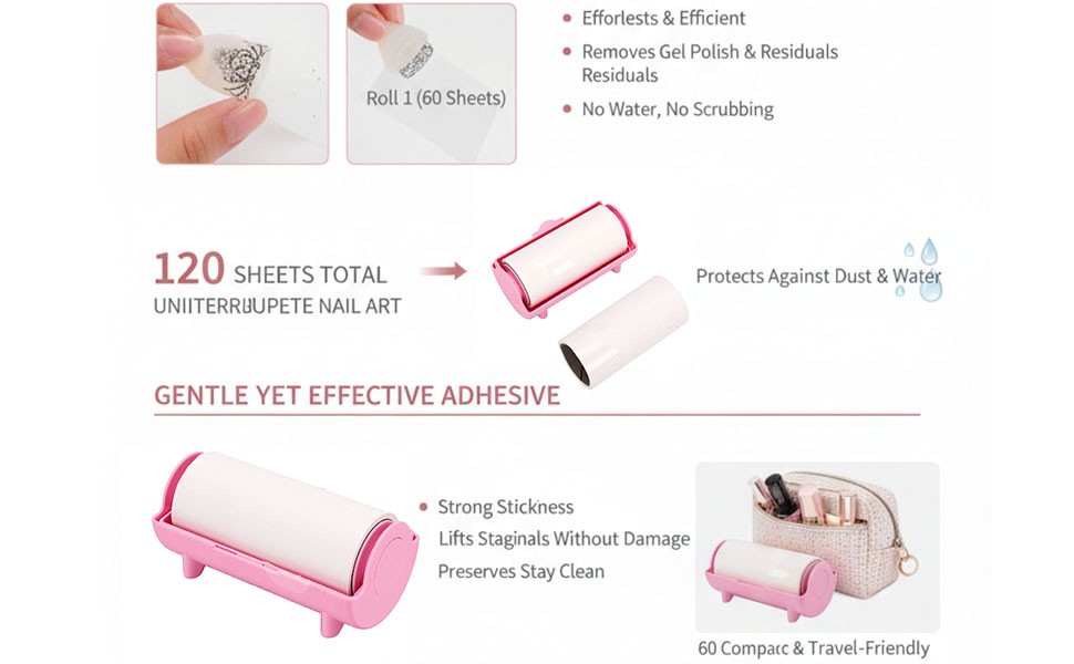 Rolls Nail Stamper Cleaner Instant Cleaning Tool For Nail Art Easy To Use