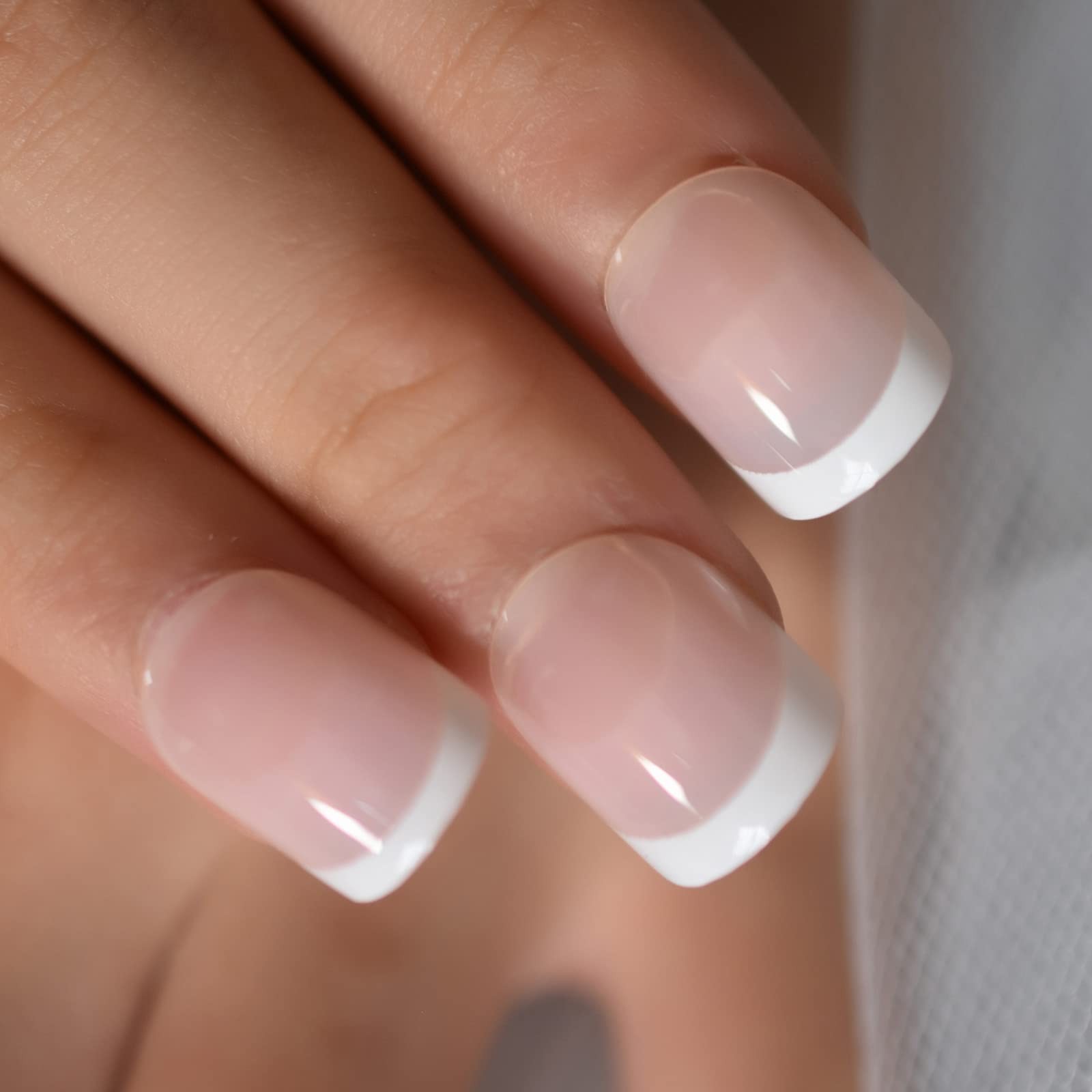 120pcs Child Fake Nails Nude French Natural White Tips Short Round Press On N…