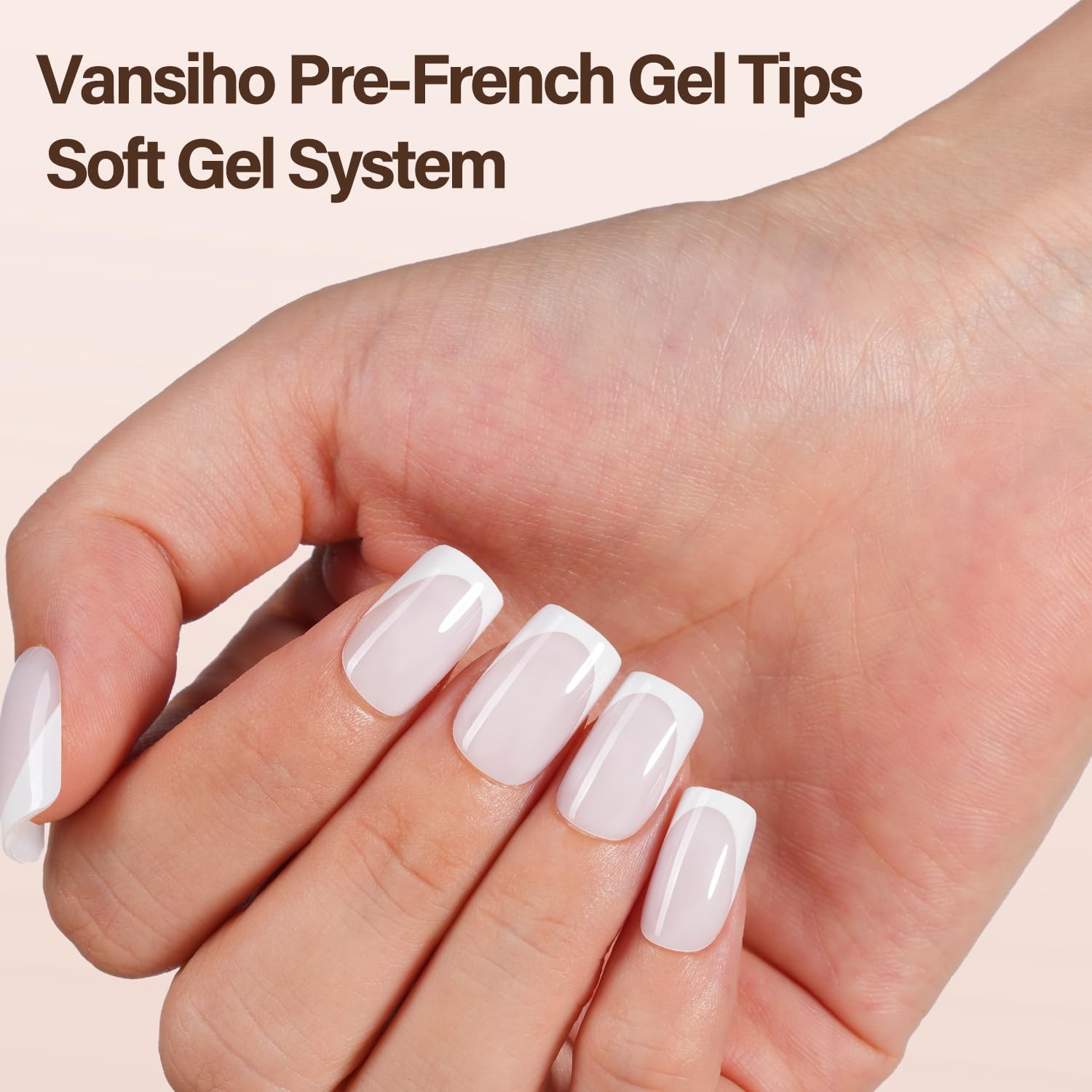 150Pcs French Gel Nails, White French Tip Press on Nails, Milky White Short S…