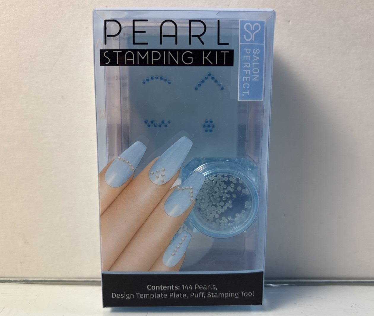 Salon Perfect Pearl Stamping Kit Blue White Sparkle Nail Art Tool set of 2
