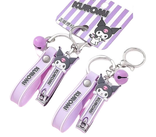 Kuromi Nail Cutter Clipper Portable Clip KeyChain Key Fob Charm Holder