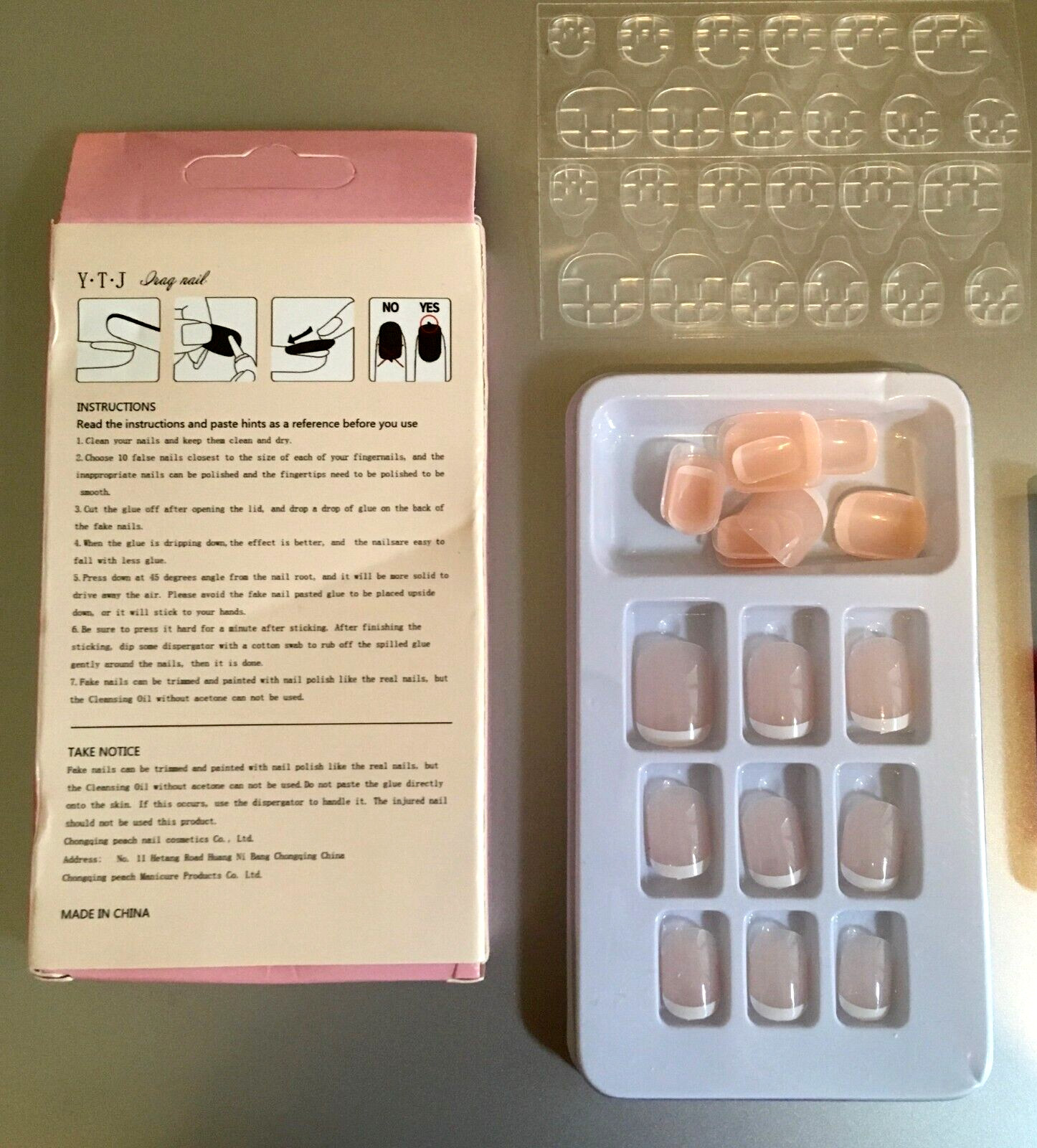 Natural Look French Nails-24 Per Set-Gel Patches Included