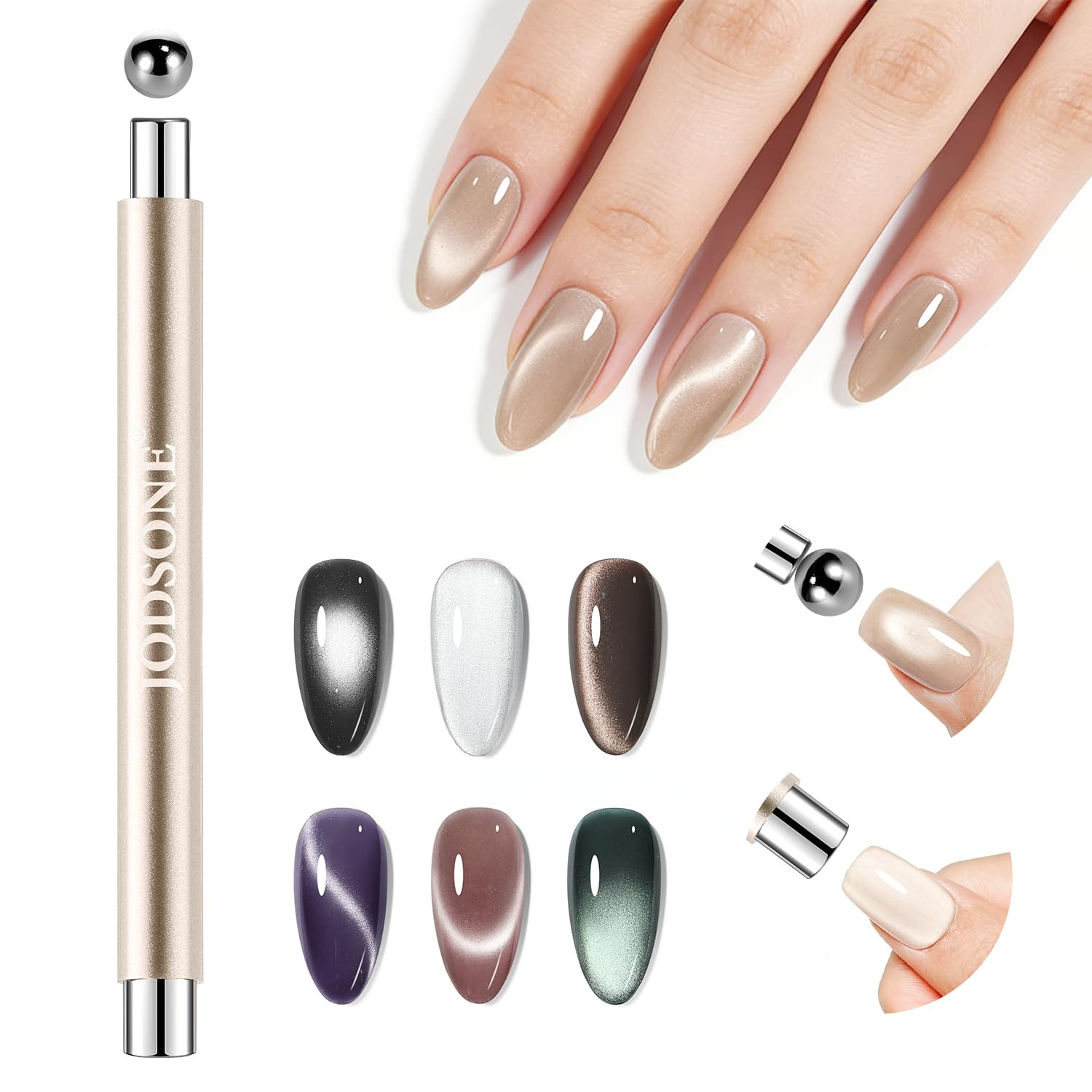 3-In-1 Cat-Eye Magnet Nail Art Tool,Cylindrical & Ball Magnet Pens,Flexible Mult