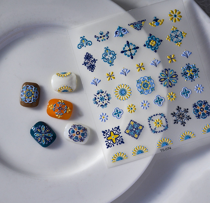 5D Nail Art Bohemian Flower Stickers Self Adhesive DIY TS74 NH23