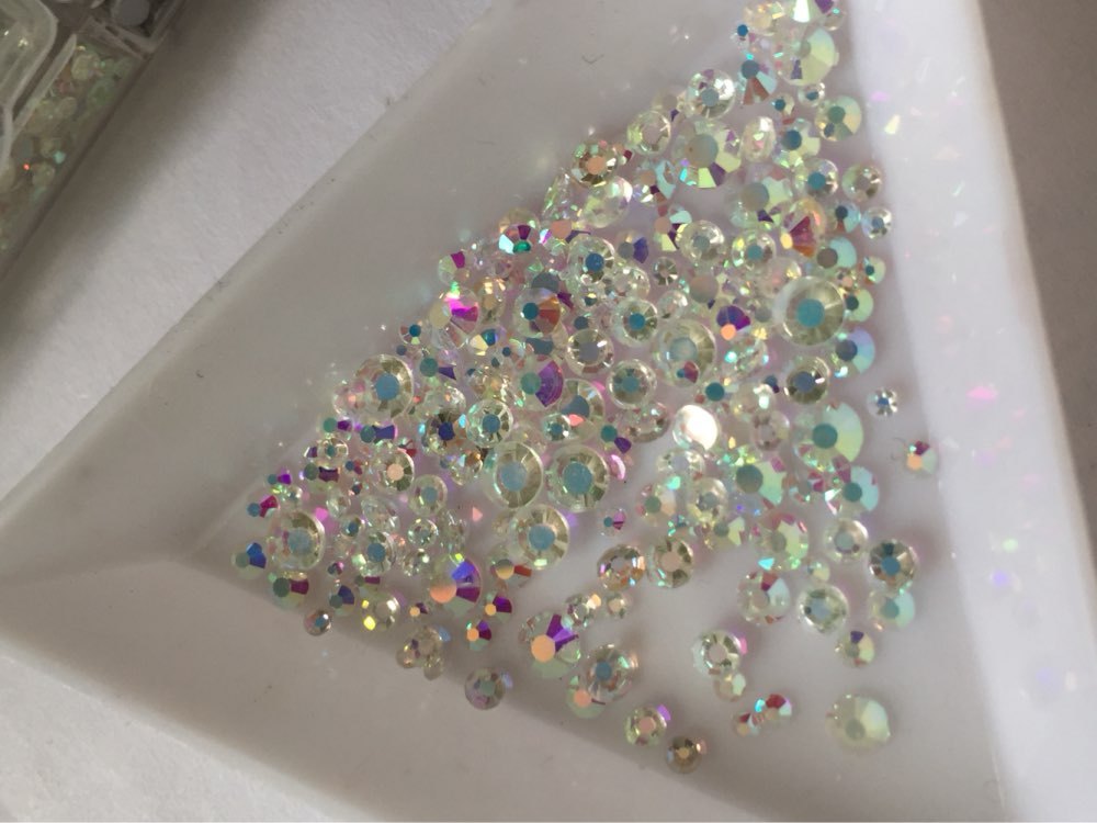 288 720 1440pcs Clear AB Nail Art Rhinestone Flatback Glitter 3D Tips Decoration