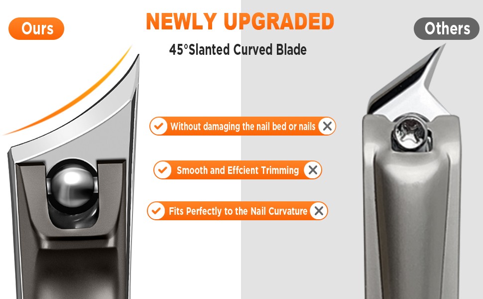 Nail Clippers for Seniors, Wide Jaw Fingernail Clippers and Angled Head