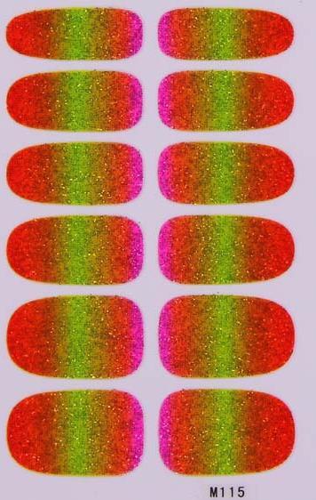 Multicolour Glittery Nail Shape Art Sticker Sheet Decal Decoration Manicure