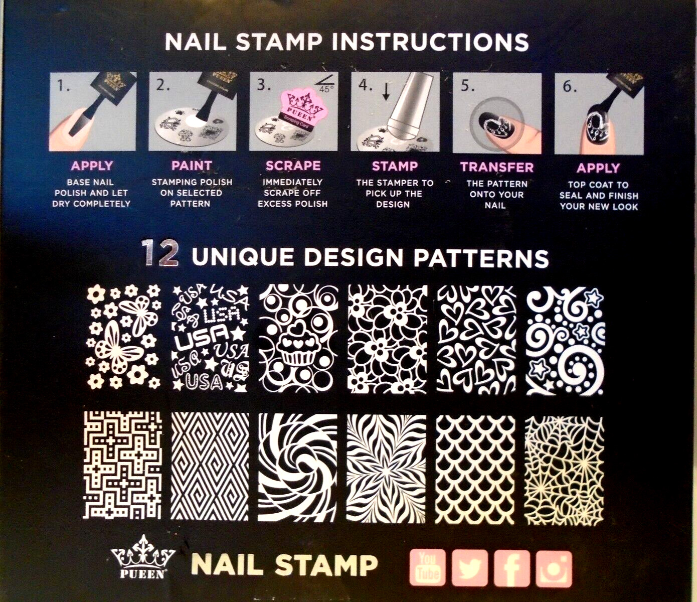 Nail Stamp 12 Unique Pattern Designer Kit Box Damage