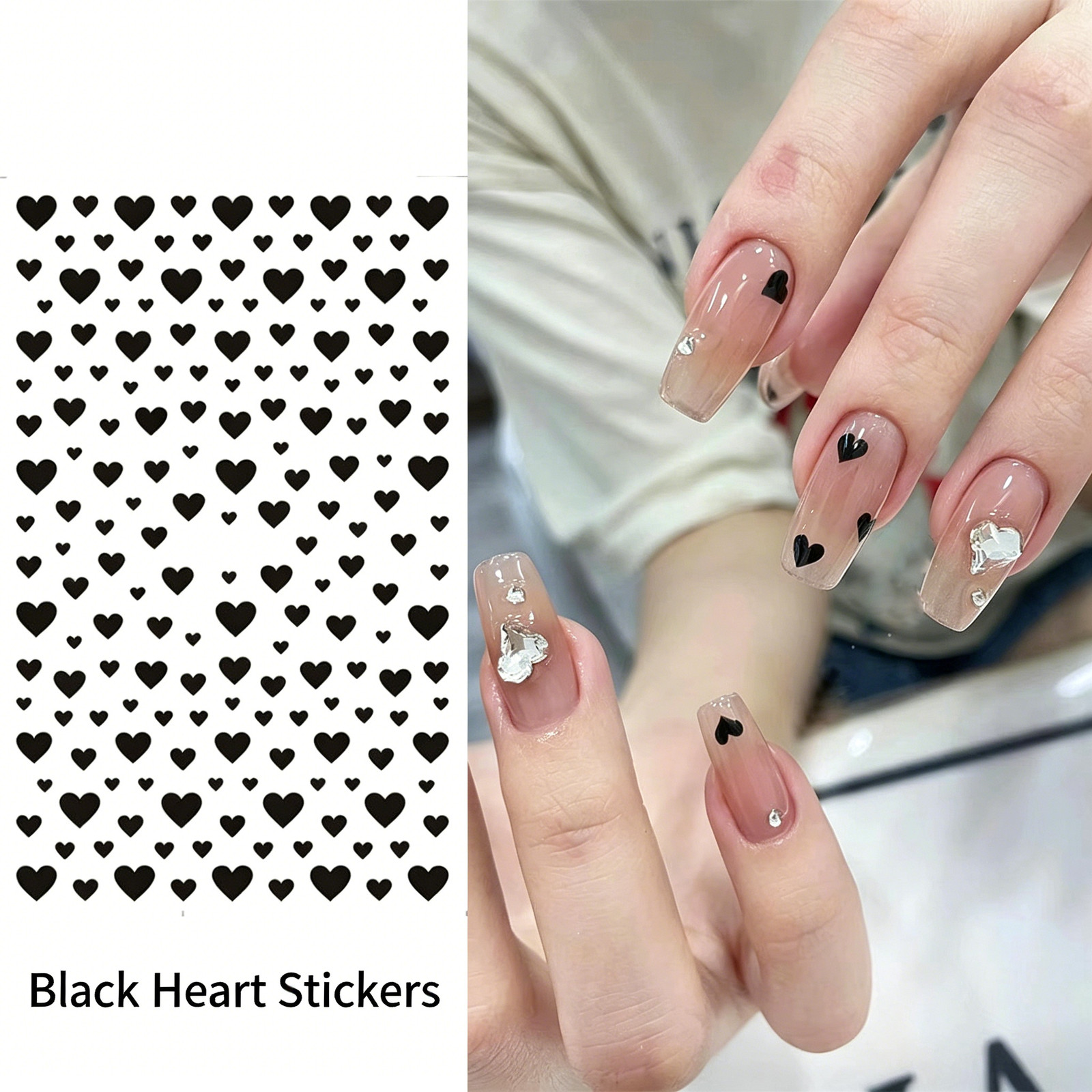Ins European Atmosphere Nail Stickers, Blazing Red Lips Pattern, Black & White L