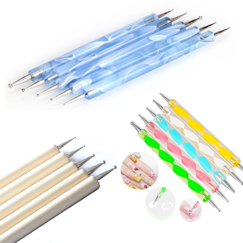 3 Color 5PCS Dotting Manicure Tools Marbleizing Painting Dot Pen Nail Art Paint