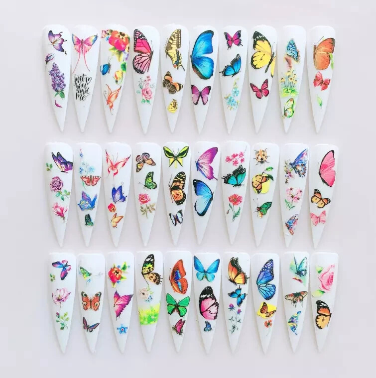 12 Sheets Set Nail Art Stickers Butterfly Bug Birds series Insects & Flower NS34