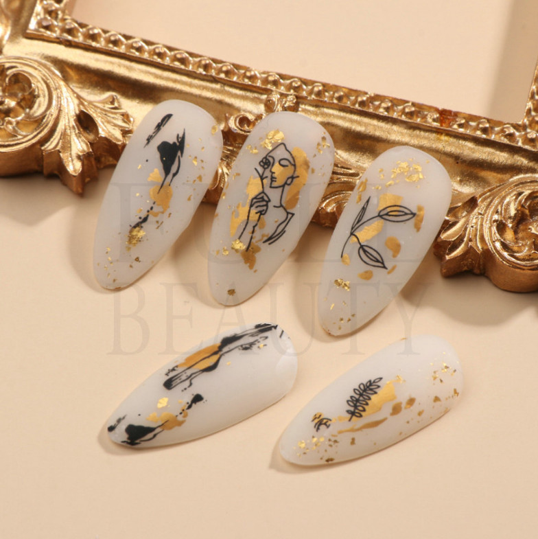 Leopard Print Girl Flower Geometric Lines Leaf Heart Abstract Nail Sticker NS33