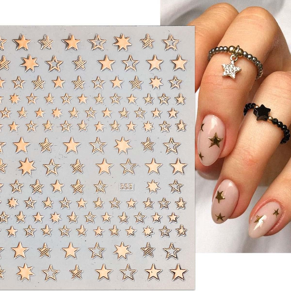 12 Sheets Star Nail Stickers,8 Colors Self-Adhesive 4Th of July Nails