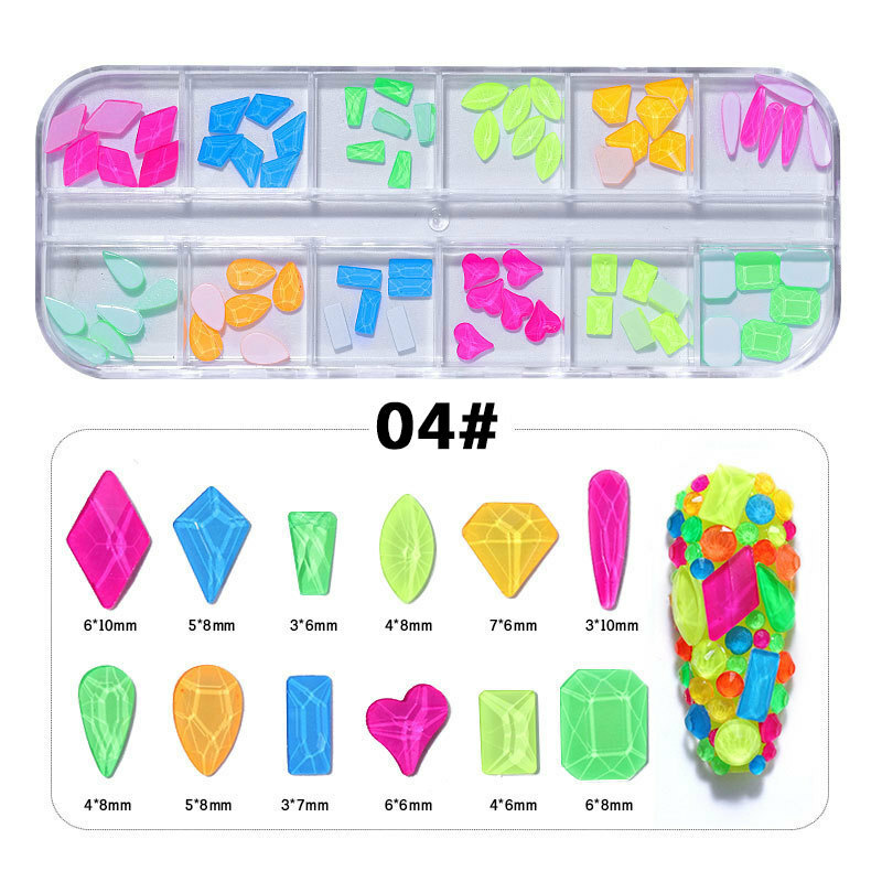 Nail Art Glitter Rhinestones Mix Crystal AB FlatBack Diamonds Tips 3D Decoration