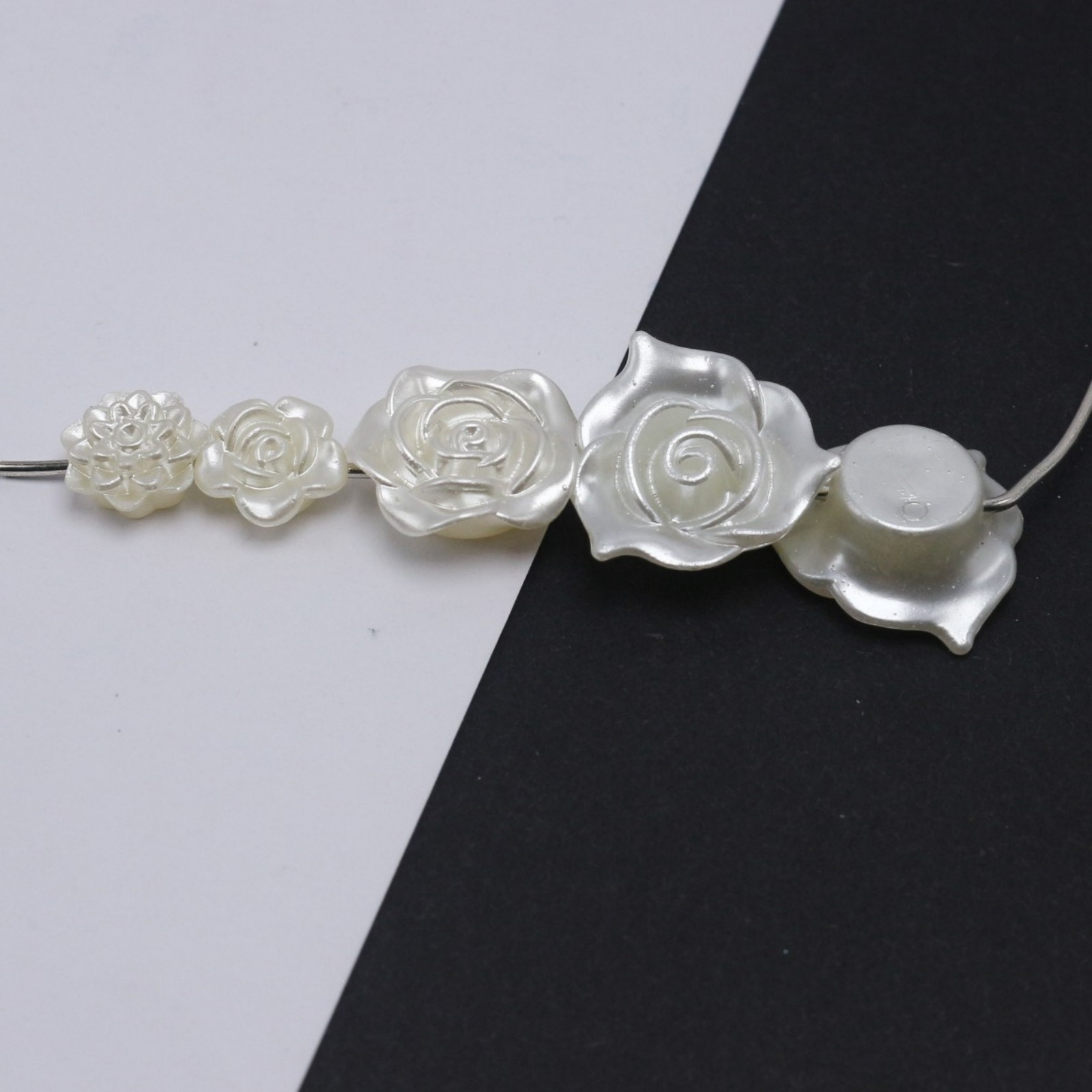 50pcs Mixed Baroque Pearl Beads Cabochons Flatback Flower Bows Leaves Cute Kawai
