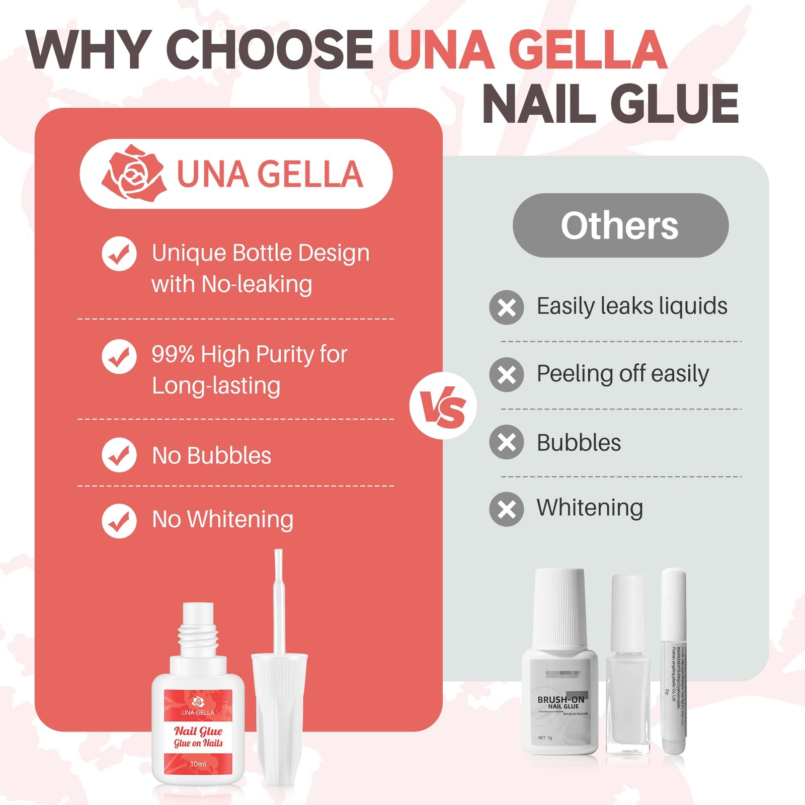 UNA GELLA Super Strong Nail Glue for Tips Acrylic Nails Press On Clear