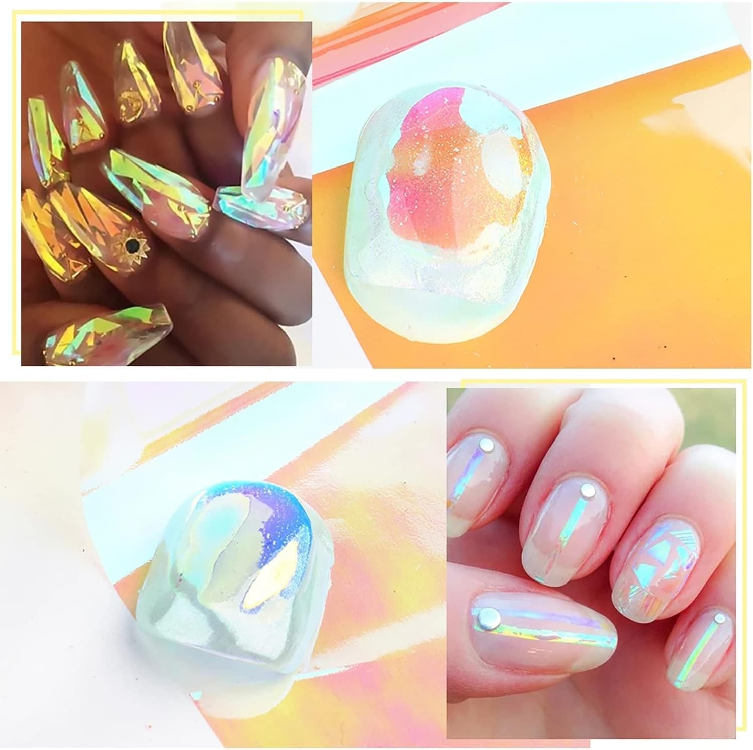 SILPECWEE 10 Rolls Glass Foil Nail Stickers Strips 10 Count (Pack of 1)