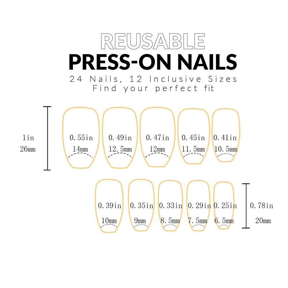 Uñas postizas decoradas Acrílicas Falsas 24pack French Natural Look