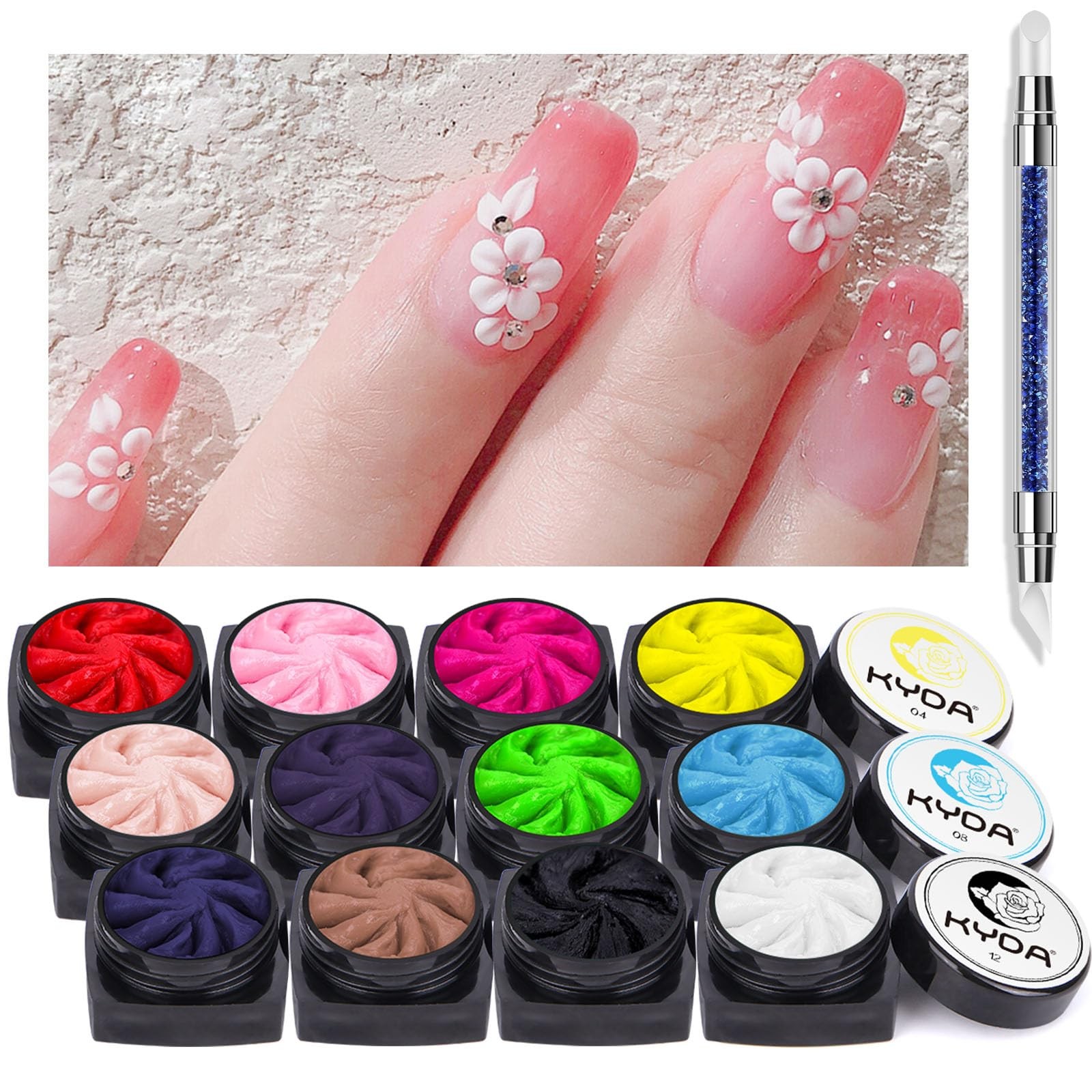 Ownest 12 Colors Sculpture Painting Nail Gel Set,3D Nail Carved Gel Sculpture…