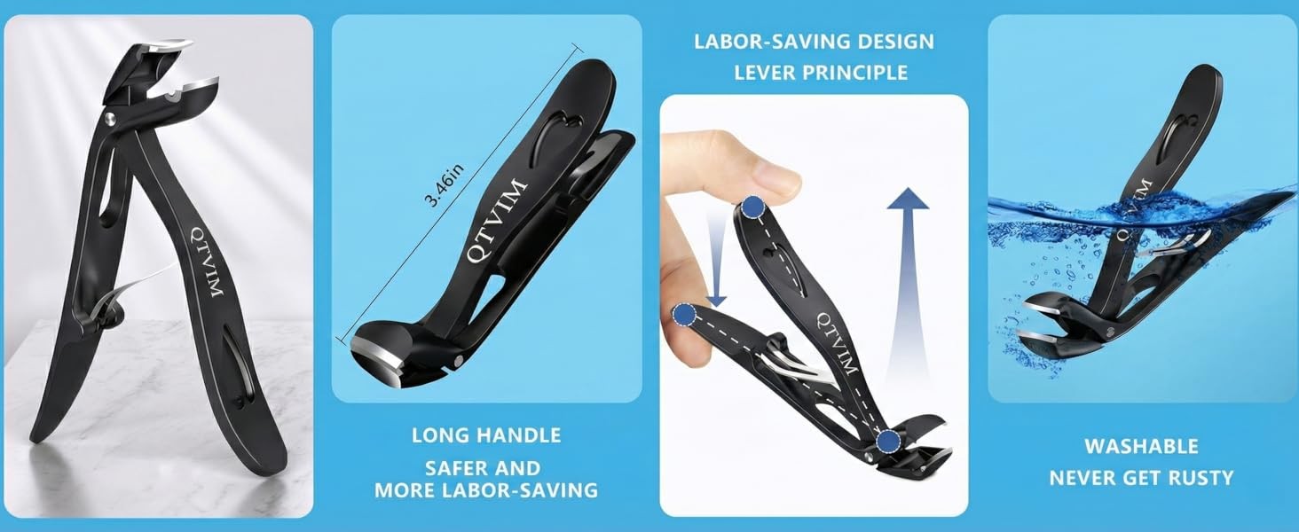 Toenail Clippers for Thi Nails for Men Seniors|3 Pa Ergonomic Long
