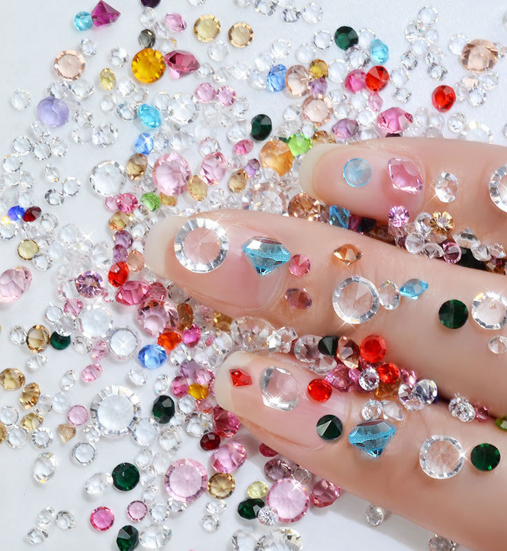 8g Mixed Color Glass Rhinestones Pointed Bottom Rhinestone Crystal Bead Nail Art